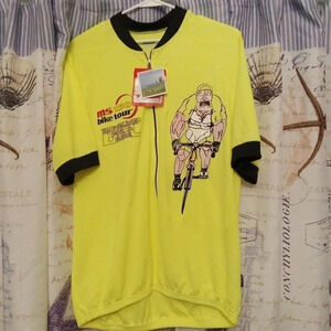 TREK Men Yellow Short Sleeve Cycling Jersey Size Large